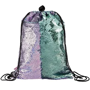 Мешок для сменной обуви «Пайетки. Розовый искрящийся и зелёный»