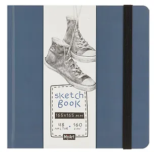 Скетчбук 165*165 48л "Кеды" белый офсет 160г/м2, тв.обложка, резинка 3063097