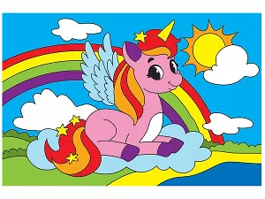 Набор ТМ Рыжий кот Холст мини 10х15см по номерам ЕДИНОРОГ НА РАДУГЕ (Арт. Х-9358)