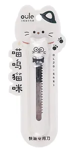 Нож канцелярский 9мм "Котики" мини, ассорти, блистер