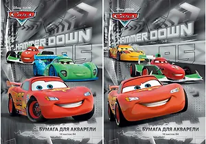 Бумага для акварели 10л А4 "Cars" папка, Disney