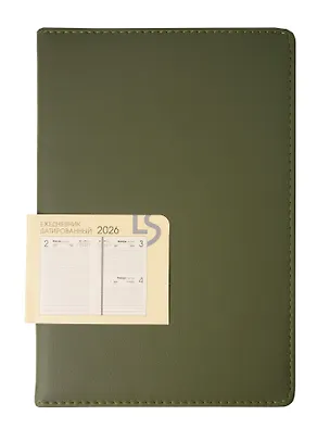 Ежедневник дат. 2026г. А5 176л "MAPLE" оливковый, 7Б, иск.кожа, обл.поролон, тв.переплет, тонир.блок, скругл.углы, ляссе, инд.уп 3114875