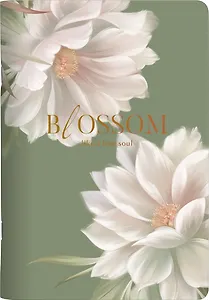 Тетрадь А5 40 листов в клетку "Blossom", лотосы, карт.обл., микротекстурирование, ламинация, тиснение золотой фольгой, скрепка