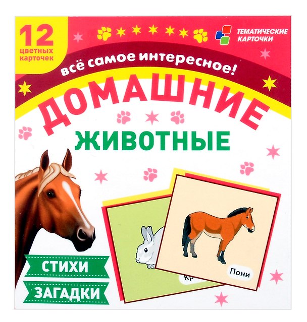 Книга Домашние животные. Все самое интересное! Стихи, загадки. Набор из 12 цветных карточек для занятий с детьми (Галина Попова, Ирина Батова) — 1