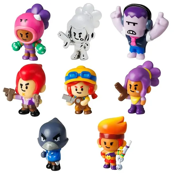 Набор коллекционных фигурок Brawl Stars, 8 шт., 2 редких героя: Кроу и Амбер, (5см), (BRW2070C) 3086955 — 2