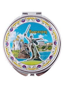 Зеркало мет. фольга орнам. пл.D7 "Волгоград.Родина-Мать-Панорама-Коллаж" цвет серебро (317CHE-80K13)