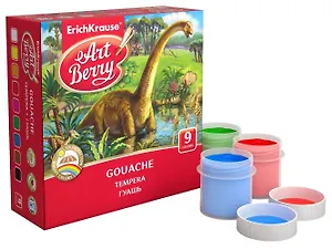 Гуашь ArtBerry®/Артберри® с УФ защитой яркости, 9 цветов по 20мл