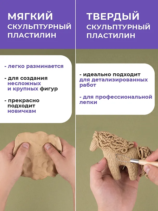 Пластилин скульптурный 500гр черный, мягкий, Малевичъ 3153067 — 7