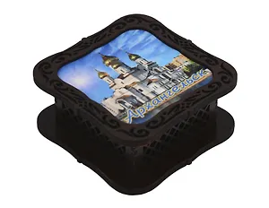 Шкатулка Архангельск квадратная с покрытием оракал Достопримечательности города вид 4 (120 x 120 x 55 (хдф)