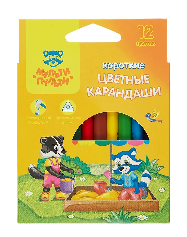 Карандаши цветные «Приключения Енота», Мульти-Пульти, 12 цветов 3036403 — 1