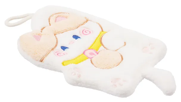 Полотенце Котик бежевый (флис) (25х18) (12-towel-202508-6) 3121772 — 3