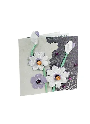 Открытки ручной работы "Космеи" 16,5*16,5 см из бумаг ручного отлива 00008306 2392965