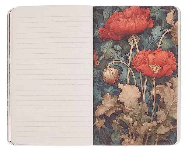 Книга для записей 130*210 32л "FLORA DESIGN. Inspired by William Morris (розовые и голубые цветы)" скрепка 3125593 — 7