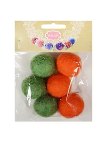 Набор бусин валяных из шерсти (3 см) (6 шт) (зел., оран.) (14-00941-J12)