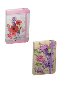 Записная книжка А6 80л "Цветы/Букет", офсет, 7БЦ, гл.лам., на резинке, Феникс