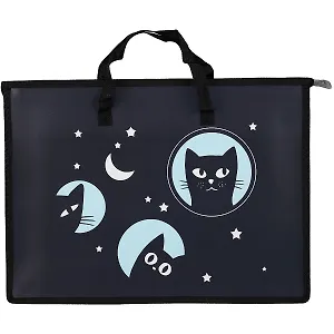 Папка для чертежей и рисунков А3 "Коты" 45*33*9см, пластик, молния, текст.ручки