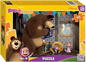 Пазл 35 элементов. Маша и Медведь