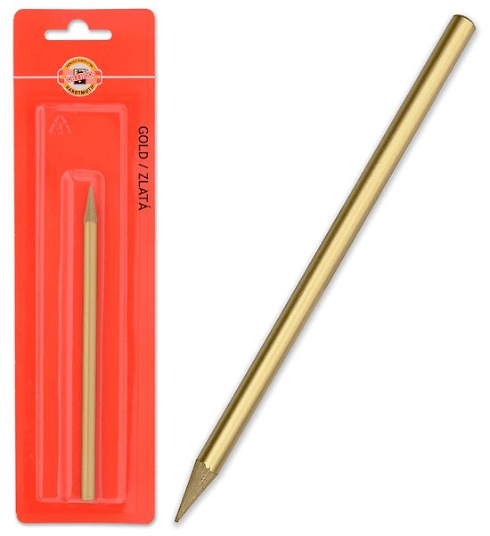 Карандаш Koh-I-Noor, Progresso, золотой, лак, без дерева, в блистере 301676 — 1