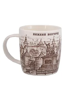 Кружка Нижний Новгород (коричневый рисунок) (фарфор) (060-1-76)