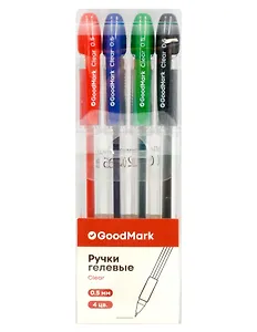 Набор гелевых ручек 4 цвета 0,5 мм, Сlear, GoodMark
