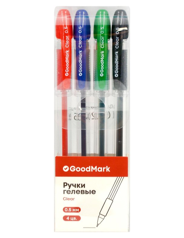 Набор гелевых ручек 4 цвета 0,5 мм, Сlear, GoodMark 3155461 — 1