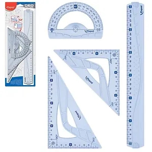 Набор линеек Maped , 4 предмета, (2 треугольника, линейка +транспортир), в ассортименте, в блистере