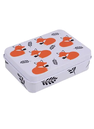 Шкатулка Лисы на белом фоне (9х7х3) (металл) 2626074