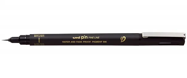 Линер черный "PIN" EF brush (очень тонкая кисть), толщина линии 0.15 - 2.5, UNI 3143938 — 1