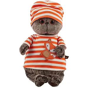 Мягкая игрушка Басик в полосатой футболке с лисенком (30 см) (Ks30-128)