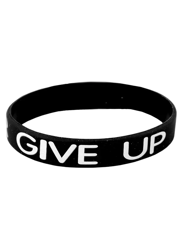Браслет Never give up (черный) (силикон) (20,2 см) 2923857 — 3