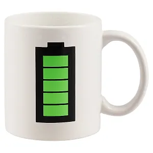 Кружкка-хамелеон белая Батарейка(керамика)(330 мл)