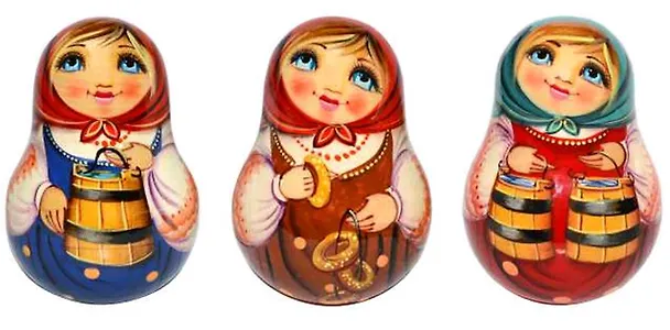 Сувенир, АКМ , Неваляшка Матрешка большая 11см 336672 — 1