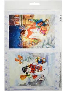 Декупажная карта Модные снеговики (А4) (пл. 40г/м2) (Karal037) (упаковка)