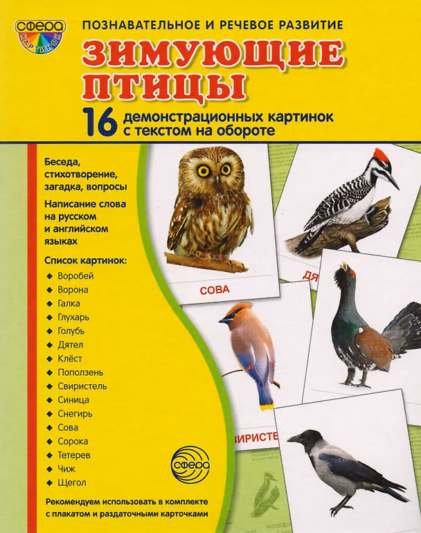 Книга Зимующие птицы. 16 демонстрационных картинок с текстом на обороте () — 1