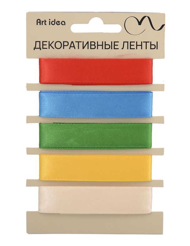 Лента атласная, 15 мм х 1 м, 5 цветов, Art idea 3117612 — 1