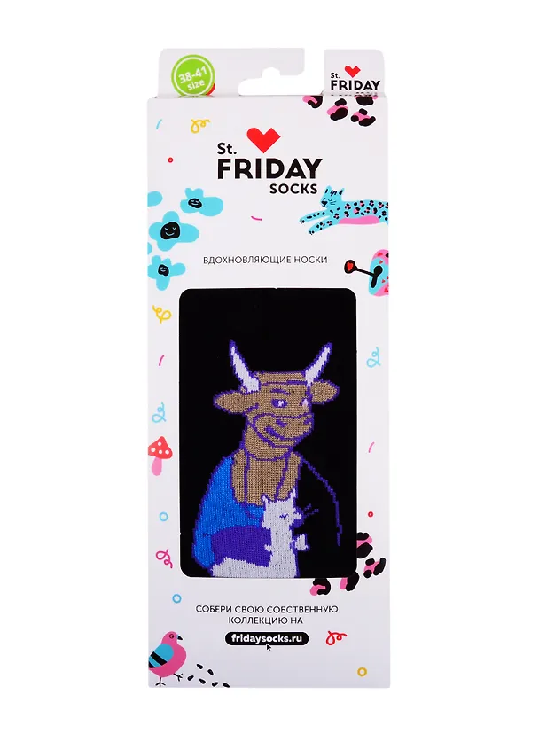 Дизайнерские носки St.Friday Тёлочка с горностаем, (38-41) 2823514 — 1