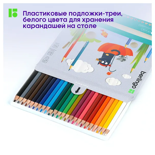 Карандаши цветные Berlingo, "SuperSoft. Жил-был кот", 24 цвета 2931925 — 2