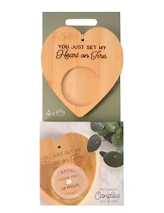 Набор чайных свечей с подсвечником Сердце Heart on fire (4 штуки)