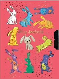 Записная книжка, Феникс+ А6 (85х115мм), 96 стр., ЦВЕТНЫЕ ЗАЙЦЫ Мои секреты тв. переплет с поролоном, инд. ПЭТ