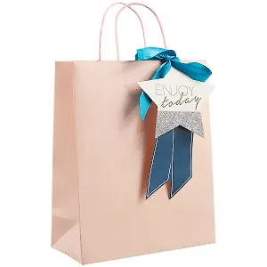 Пакет А4 32*26*12 розовый, нейтр., бум.мат.ламинат, крученые ручки, лента