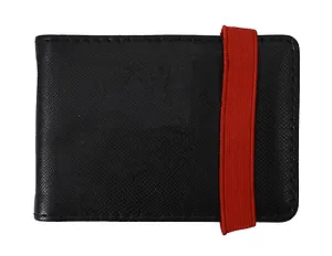 Визитница ЗМЕЯ ЧЕРНЫЙ+ПВХ-КРАСНЫЙ 11*8см, 12 односторонних ПВХ-карманов, застежка-резинка 45293