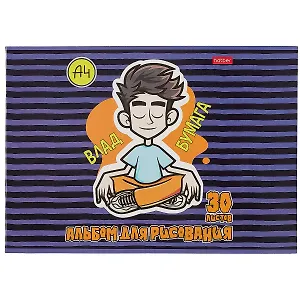 Альбом для рисования "Влад А4", А4, 30 листов, на скобе, в ассортименте