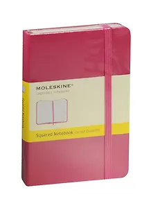 Записная книжка А6 96л кл. "Classic Pocket" розовая, жесткая обложка, резинка, Moleskine