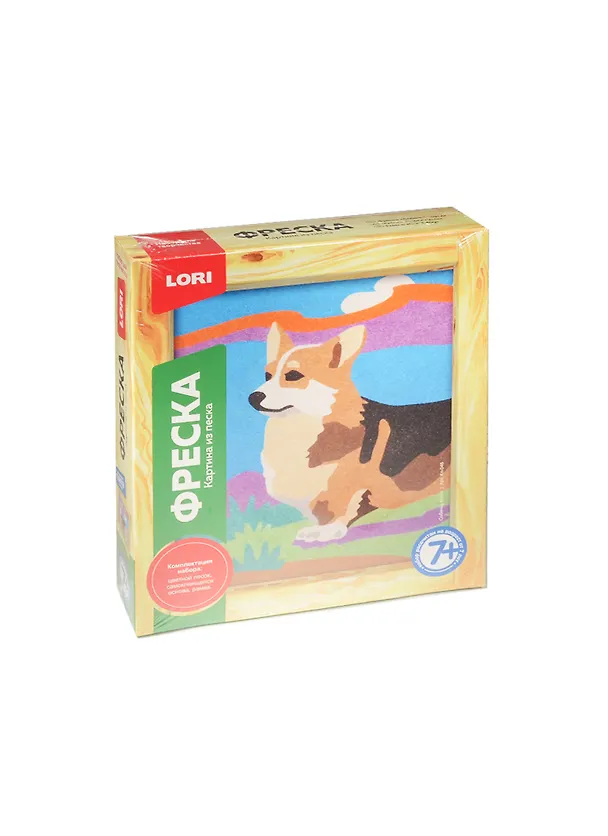 Кп-046 Фреска Картина из песка Собачка Корги (+ рамка) (LORI) (набор д/творч.) (7+) 2534767 — 1