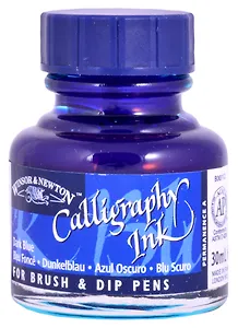 Тушь для каллиграфии 30мл темно-синяя (синяя крышка), Winsor&Newton