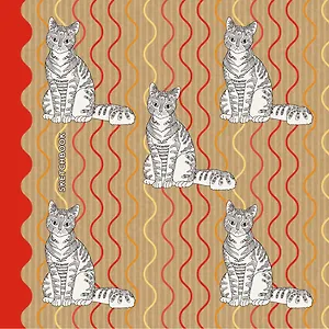 Скетчбук 195*195, 80л. Полосатые кошки (графика), 7Б крафт-бумага., сшитый блок