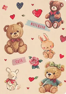 Записная книжка А6 32л "Cute Bear Notebook" дизайнерская бумага