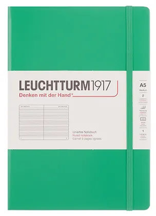 Книга для записей A5 125л лин. "Medium" тв.обложка, цвет весенний листок, Leuchtturm1917 3166572