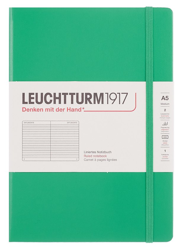 Книга для записей A5 125л лин. "Medium" тв.обложка, цвет весенний листок, Leuchtturm1917 3166572 — 1