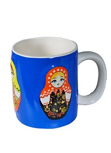 Кружка-деколь-керамика.Матрешка цв.синий (065-6-34B)